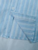 Men's Sky Blue & White Vertical Stripe Casual Shirt - Image 3