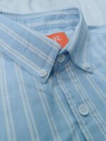 Men's Sky Blue & White Vertical Stripe Casual Shirt - Image 4