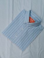 Men's Sky Blue & White Vertical Stripe Casual Shirt
