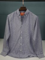 Men's Ramie Cotton Striped Shirt - Image 4