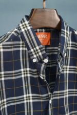 Men's Navy Blue Large Check Casual Shirt