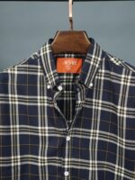 Men's Navy Blue Large Check Casual Shirt - Image 3