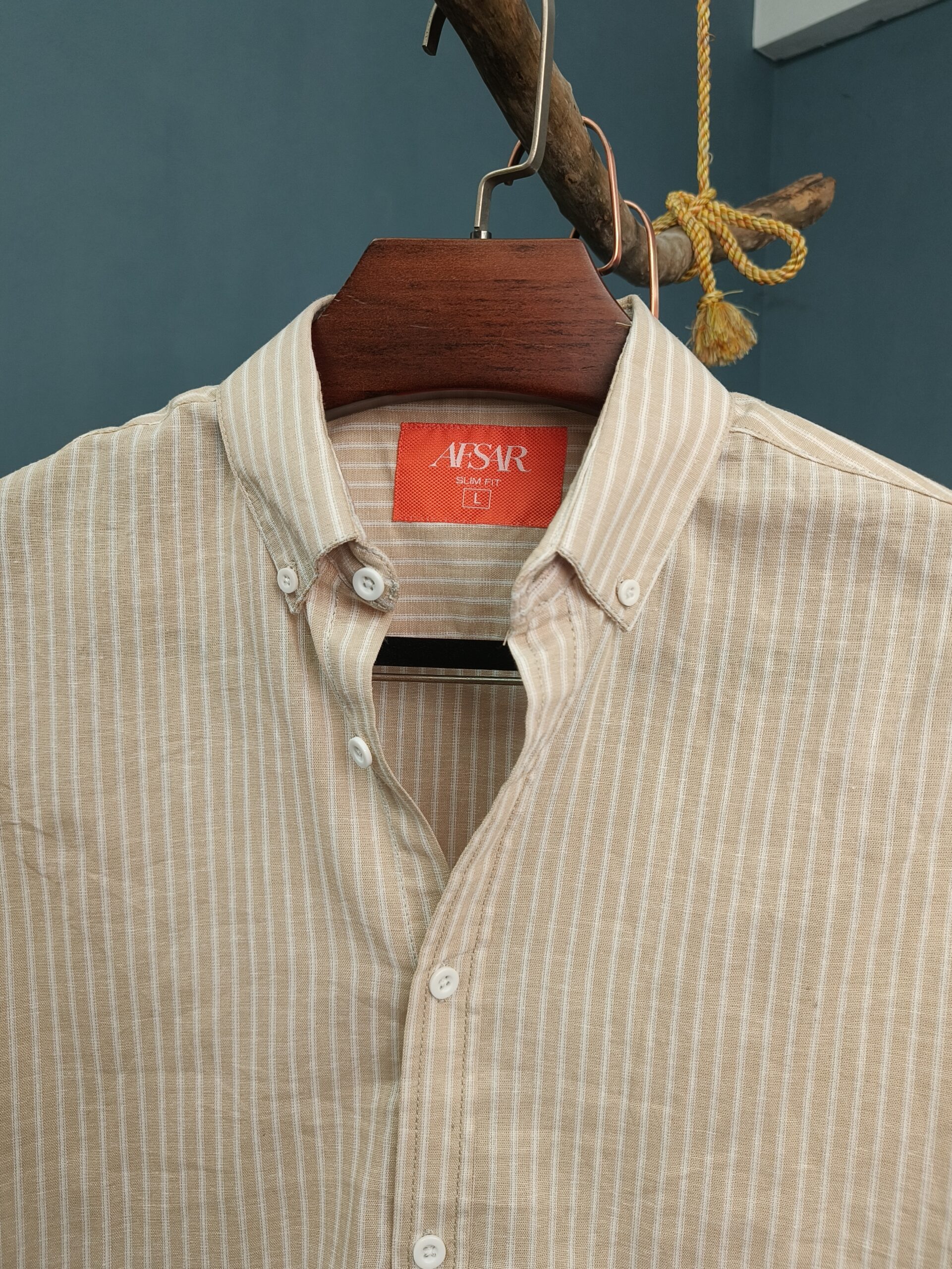 Oplus_16908288 Ramie Cotton Striped Shirt - Image 1